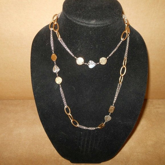 Silver Plated Etched Heart War Necklace 40 inches - Picture 1 of 3